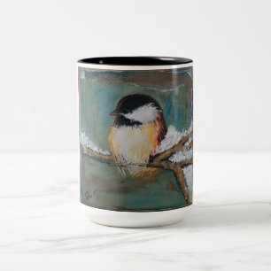 2 Couleurs Tasse de Chickadee couverte par noir mignon