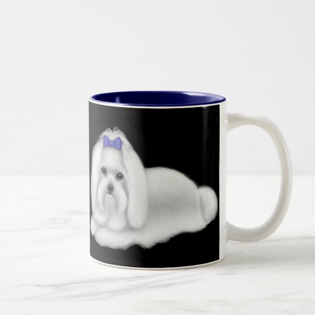 2 Couleurs Tasse de chiens maltais (Droit)