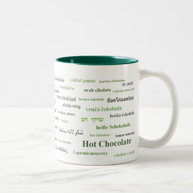 2 Couleurs Tasse de chocolat chaud dans différentes langues (Droit)