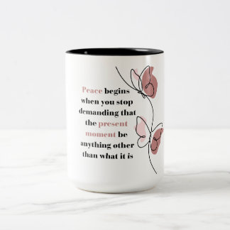2 Couleurs Tasse de citation de papillon du moment présent où