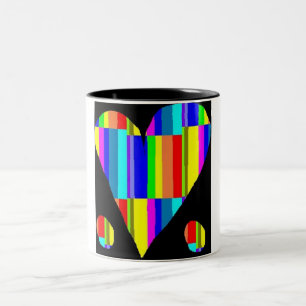 2 Couleurs tasse de coeur d'arc-en-ciel
