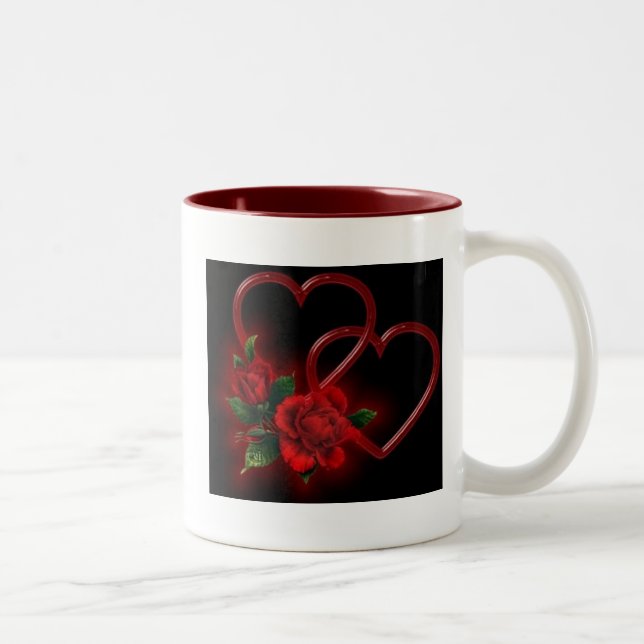2 Couleurs Tasse de coeur et de roses (Droit)