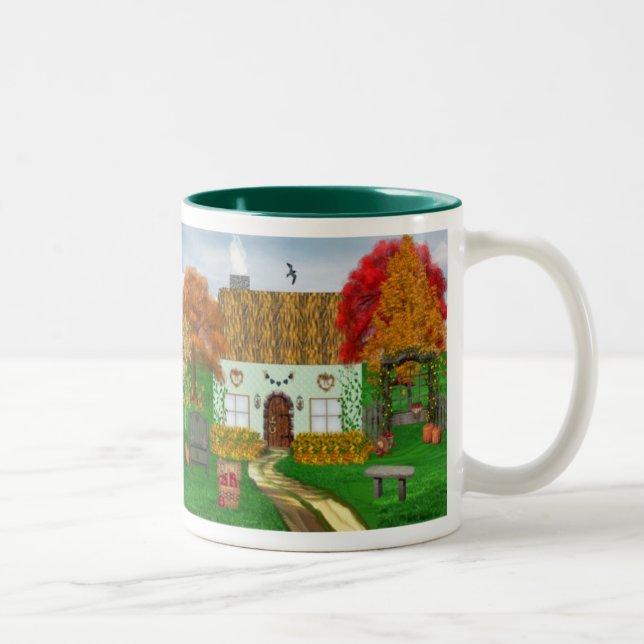 2 Couleurs Tasse de cottage d'automne (Droit)