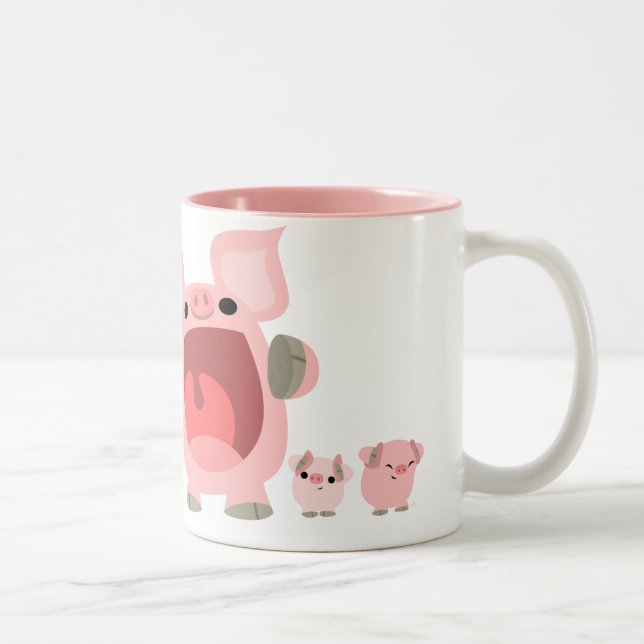 2 Couleurs Tasse de cri de porcs de bande dessinée :) (Droit)