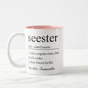 2 Couleurs Tasse de définition de sœur personnalisée drôle
