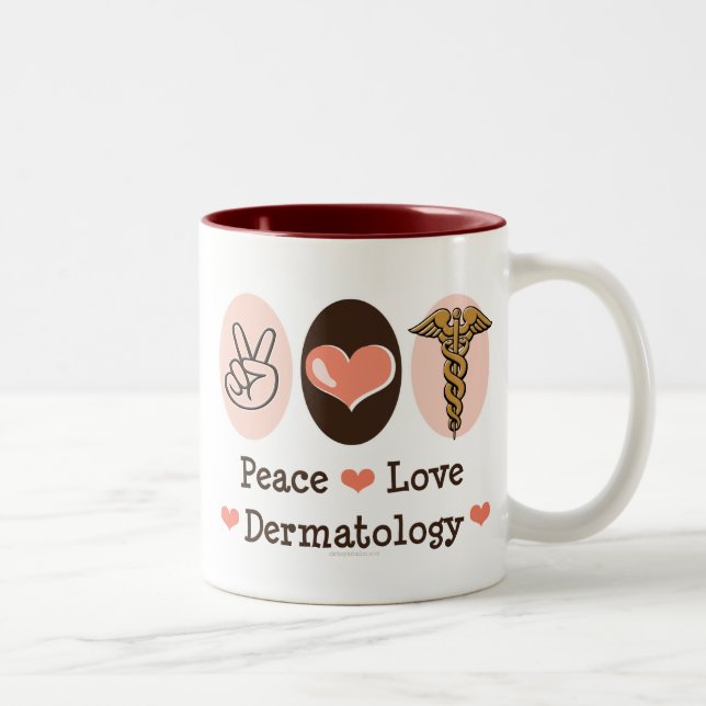 2 Couleurs Tasse de dermatologie d'amour de paix (Droit)