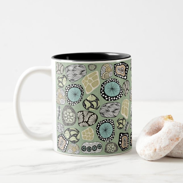 2 Couleurs Tasse de design abstrait floral Zen (Avec donut)