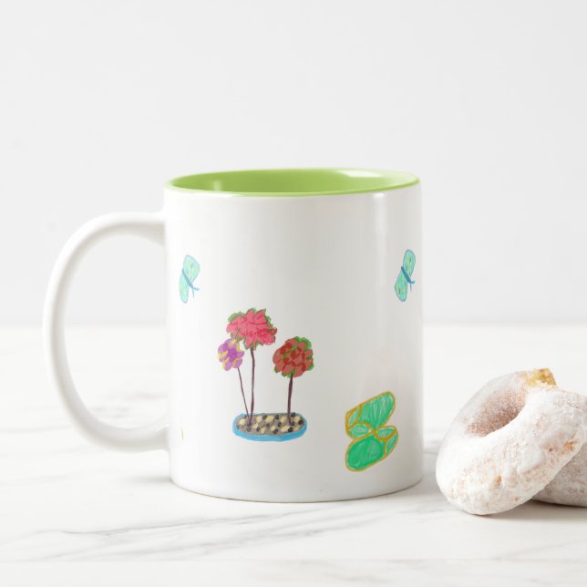 2 Couleurs tasse de dessin animé du jardin (Avec donut)