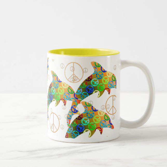 2 Couleurs Tasse de dimanche de paix de dauphin (Droit)