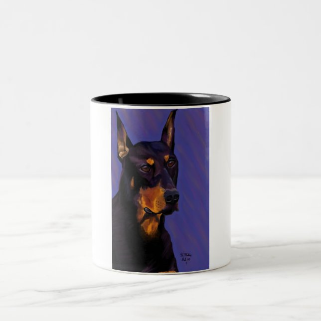 2 Couleurs Tasse de dobermann (Centre)