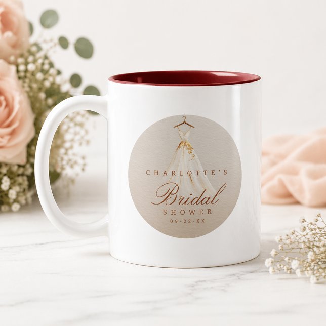 2 Couleurs Tasse de douche de mariée Elegant Fall avec graphi (Classic Bridal Shower Mug)