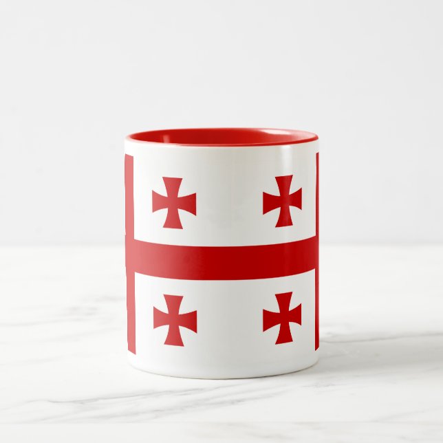 2 Couleurs Tasse de drapeau de la Géorgie (Centre)
