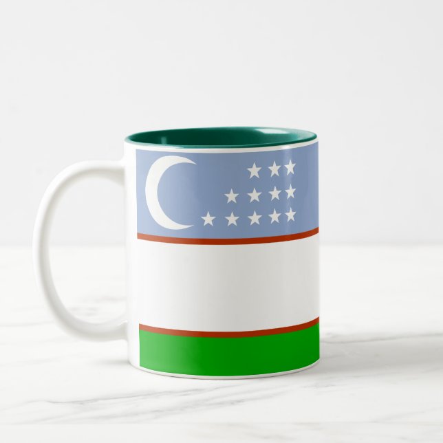 2 Couleurs Tasse de drapeau de l'Ouzbékistan (Gauche)