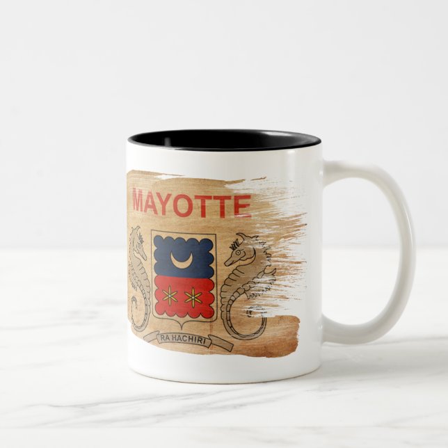 2 Couleurs Tasse de drapeau de Mayotte (Droit)