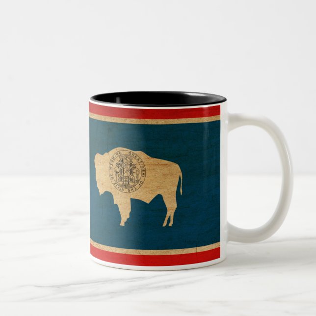 2 Couleurs Tasse de drapeau du Wyoming (Droit)