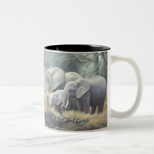 2 Couleurs Tasse "de famille d'éléphant" (Droit)