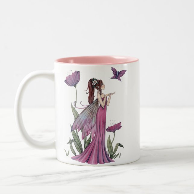 2 Couleurs Tasse de fantaisie papillon fée pavot pourpre (Gauche)