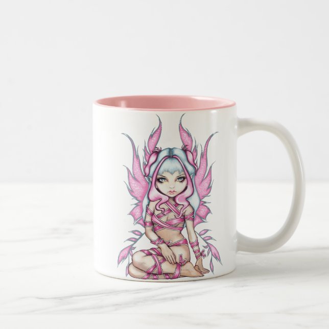 2 Couleurs Tasse "de fée rose de ruban" (Droit)