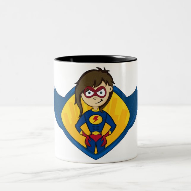 2 Couleurs Tasse de fille de super héros (Centre)