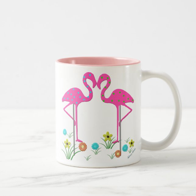 2 Couleurs Tasse de Flamant rose d'été (Droit)
