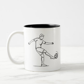 2 Couleurs Tasse de football Joueur de foot Ligne Art