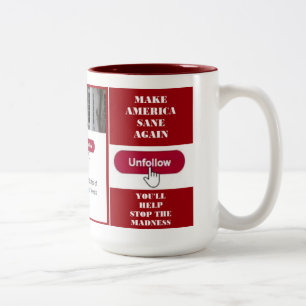 2 Couleurs Tasse de gazouillement d'atout d'Unfollow