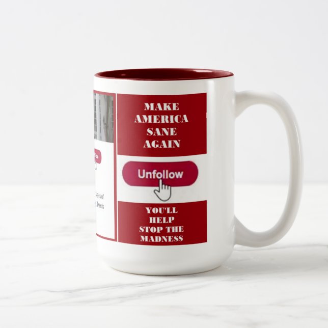 2 Couleurs Tasse de gazouillement d'atout d'Unfollow (Droit)