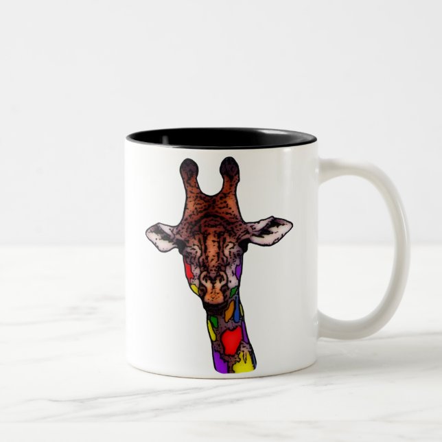 2 Couleurs Tasse de girafe d'arc-en-ciel (Droit)