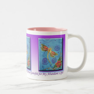 2 Couleurs Tasse de gratitude de libellule peinte par soie