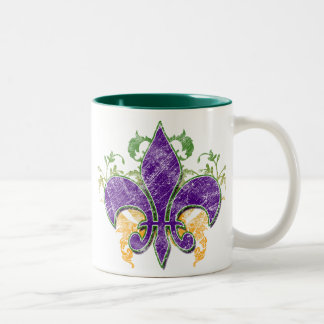 2 Couleurs Tasse de grunge de Fleur-De-Lis de mardi gras