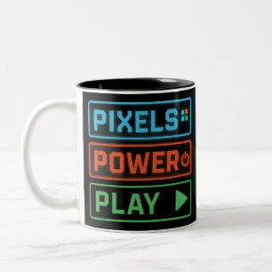 2 Couleurs Tasse de jeu – Pixels Power Play Tasse à café néon