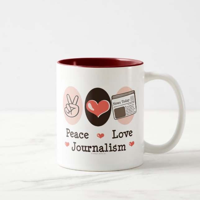 2 Couleurs Tasse de journalisme d'amour de paix (Droit)