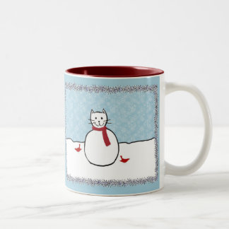 2 Couleurs Tasse de Kitty de bonhomme de neige