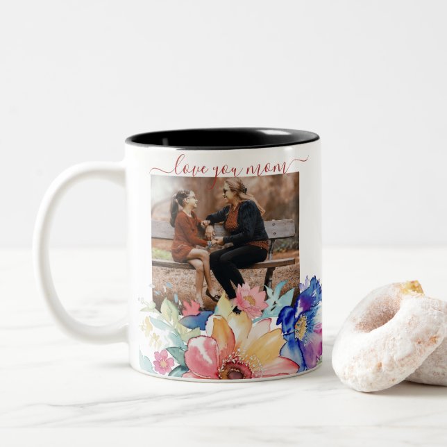 2 Couleurs Tasse de la fête des mères Boho WildFlowers (Avec donut)
