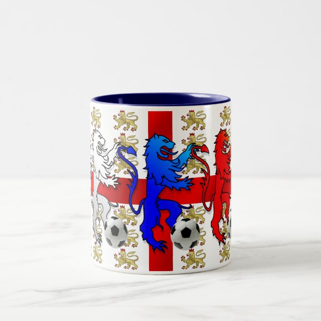 2 Couleurs Tasse de l'Angleterre de trois de lions passionés (Centre)