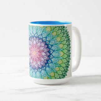 2 Couleurs Tasse de mandala d'arc-en-ciel (enorme)
