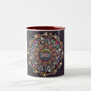 2 Couleurs Tasse de mandala de paix de 2010 vacances
