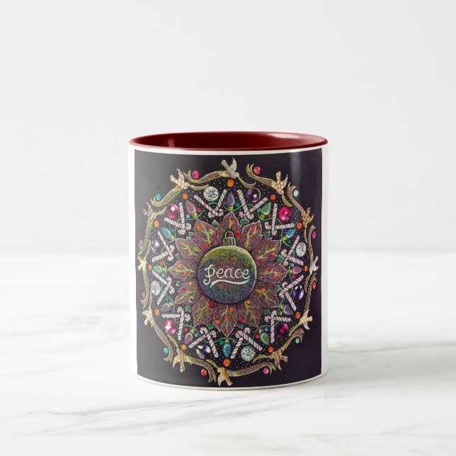 2 Couleurs Tasse de mandala de paix de 2010 vacances (Centre)