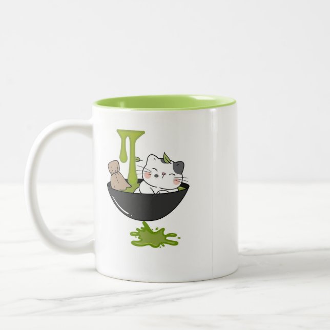 2 Couleurs Tasse de Matcha pour Chat Coupé (Gauche)