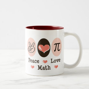 2 Couleurs Tasse de maths d'amour de paix