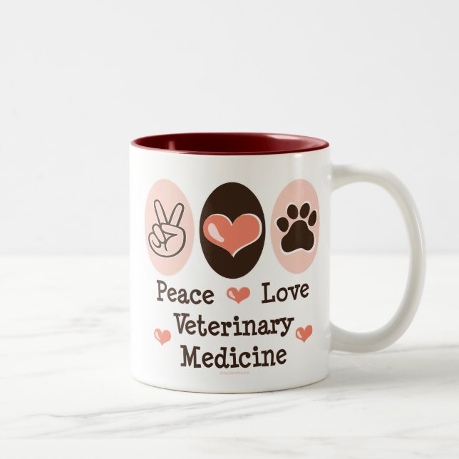 2 Couleurs Tasse de médecine vétérinaire d'amour de paix (Droit)