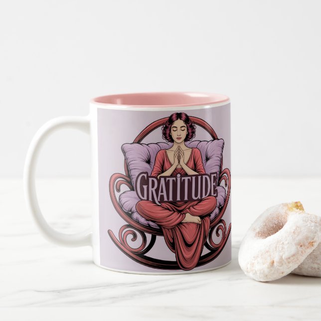 2 Couleurs Tasse de méditation d'affirmation de vin de lavand (Avec donut)