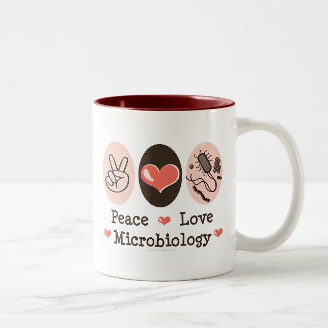 2 Couleurs Tasse de microbiologie d'amour de paix (Droit)