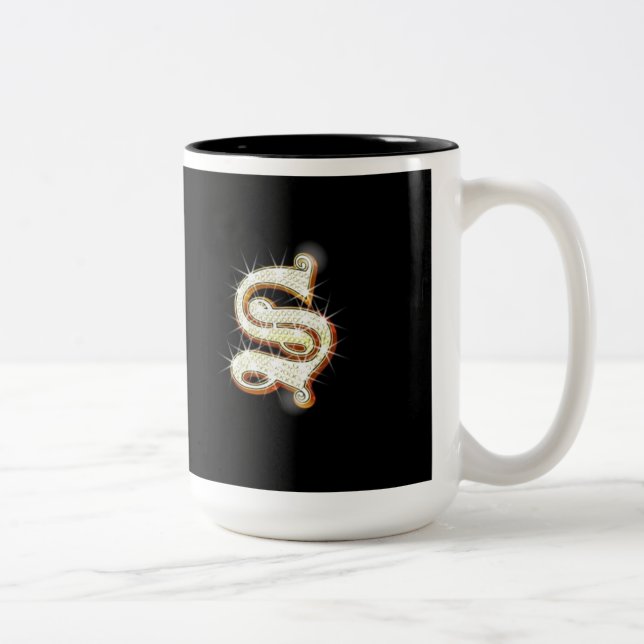 2 Couleurs Tasse de monogramme de la lettre S (Droit)