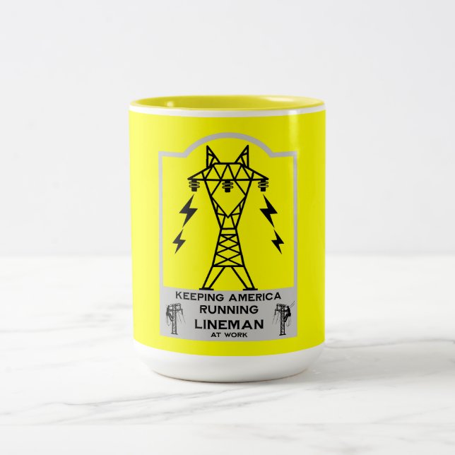 2 Couleurs Tasse de Monteur Drôle – Cadeau de Monteur de Lign (Centre)