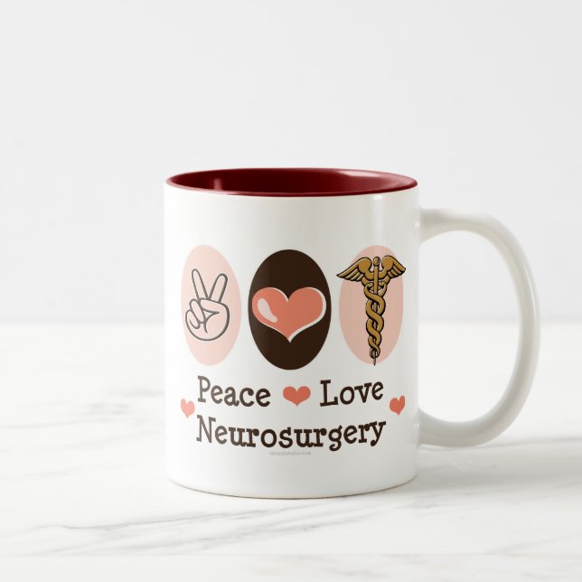 2 Couleurs Tasse de neurochirurgie d'amour de paix (Droit)