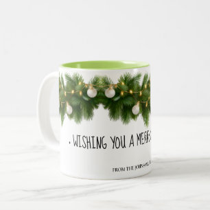 2 Couleurs Tasse de Noël à la guirlande de pin élégante