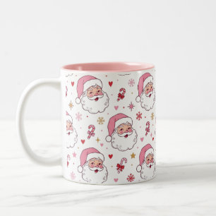 2 Couleurs Tasse de Noël à motif de Père Noël rose rétro