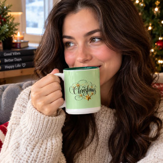 2 Couleurs Tasse de Noël au vert menthe élégant avec dorure v