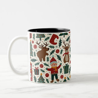 2 Couleurs Tasse de Noël avec un motif plein de bonheur
